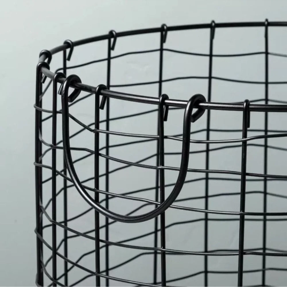 Hearth & Hand Magnolia Large Round Wire Storage Basket with Handles Black
